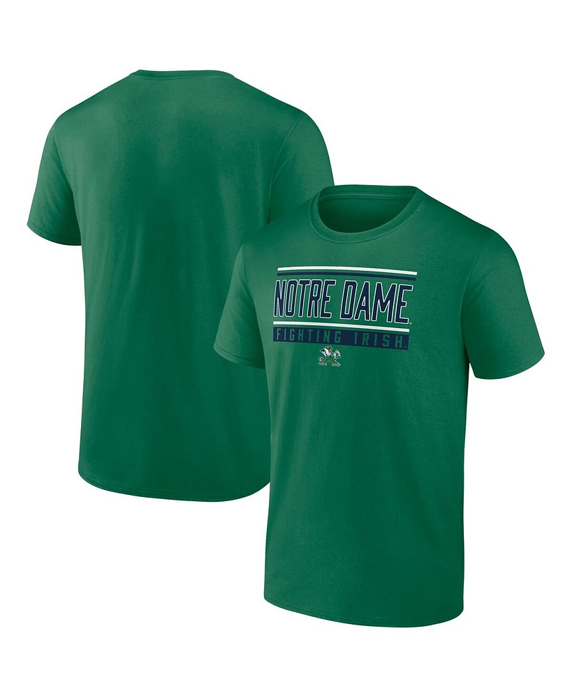 Fanatics Men's Green Notre Dame Fighting Irish Fundamentals Stripe and Block T-Shirt