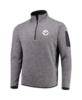 Antigua Men's Charcoal Pittsburgh Steelers Fortune Quarter-Zip Pullover Jacket