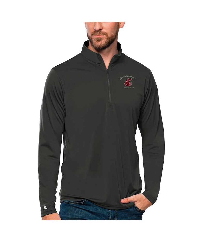 Antigua Men's Charcoal Washington State Cougars Tribute Quarter-Zip Top