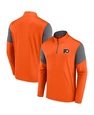 Fanatics Men's Orange/Gray Philadelphia Flyers Logo Quarter-Zip Top