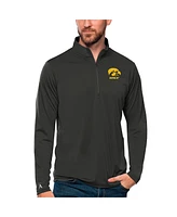 Antigua Men's Charcoal Iowa Hawkeyes Tribute Quarter-Zip Top