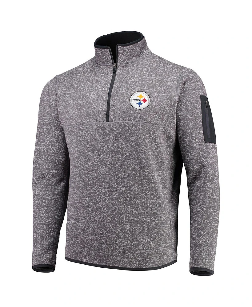 Antigua Men's Charcoal Pittsburgh Steelers Fortune Quarter-Zip Pullover Jacket