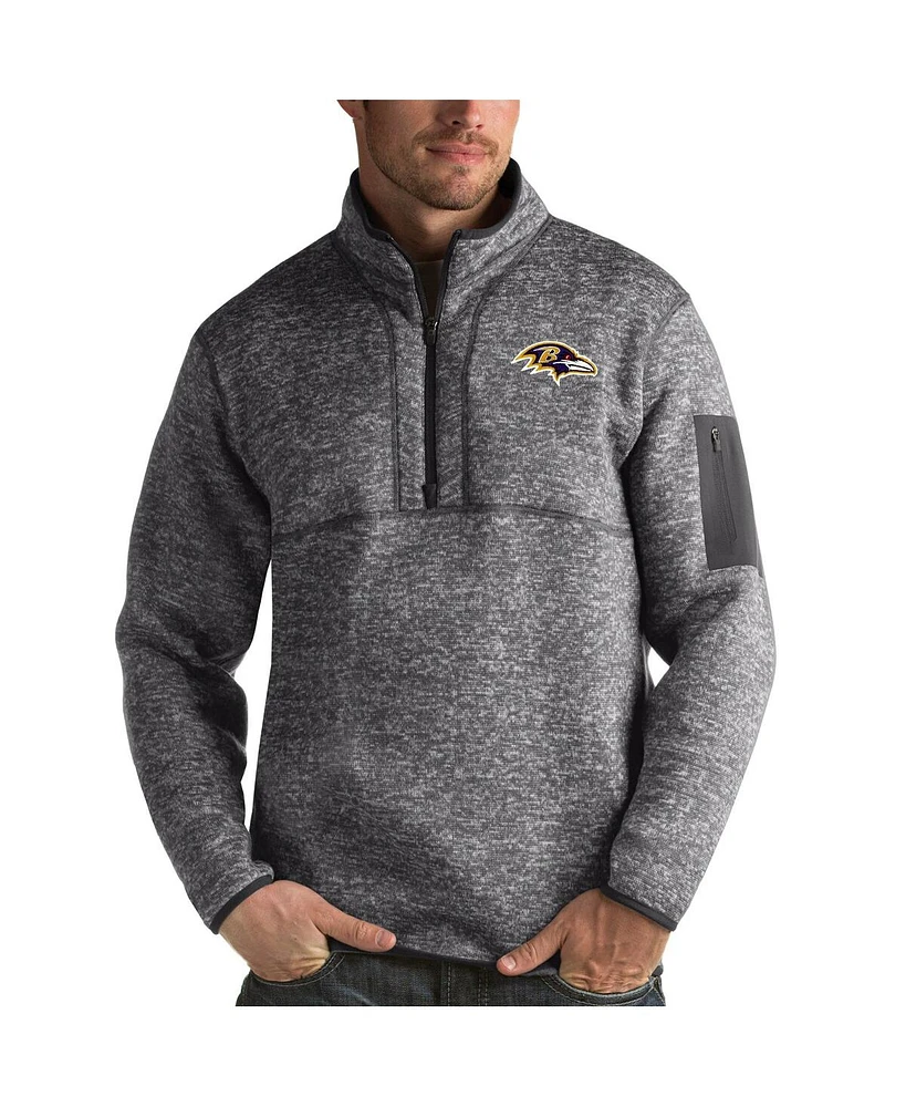 Antigua Men's Charcoal Baltimore Ravens Fortune Quarter-Zip Pullover Jacket