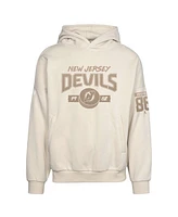 Levelwear Men's Jack Hughes Khaki New Jersey Devils Oversized Contact Name Number Pullover Hoodie