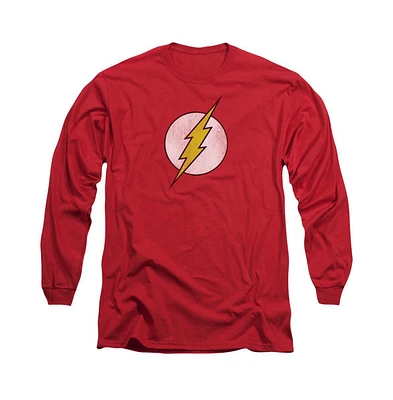Flash Men's Dc Comics Logo Distressed Long Sleeve Adult Tee / T-Shirt