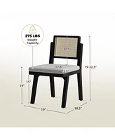 Hulala Home Bert Modern Dining Chair with Woven Rattan Backrest and Solid Wood Legs