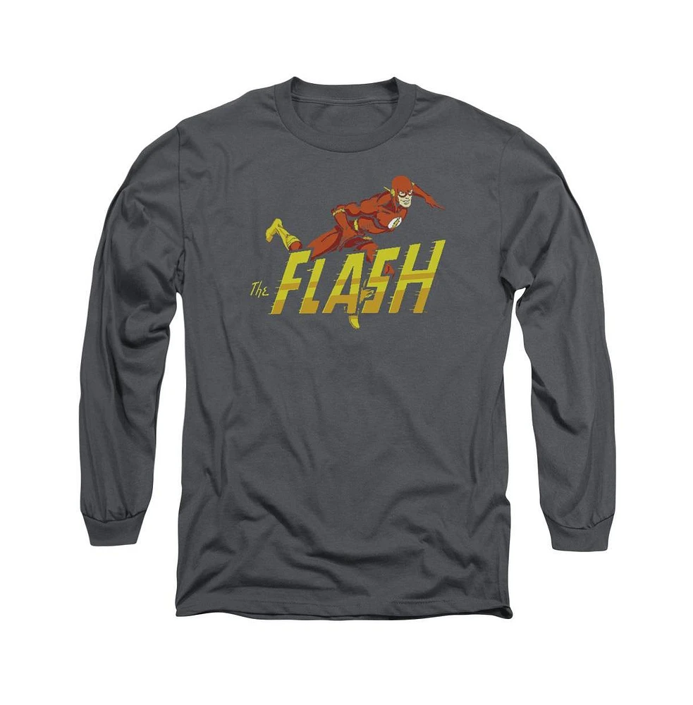 Flash Men's Dc Comics 8 Bit Long Sleeve Adult Tee / T-Shirt