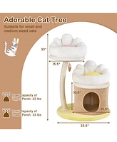 Gymax 33'' Cat Tree Indoor Cat Tower w/ Condo Sisal Scratching Post Washable Top Nest