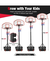 Gymax Basketball System Hoop Stand Backboard w/ Adjustable Height Wheels & 2 Nets