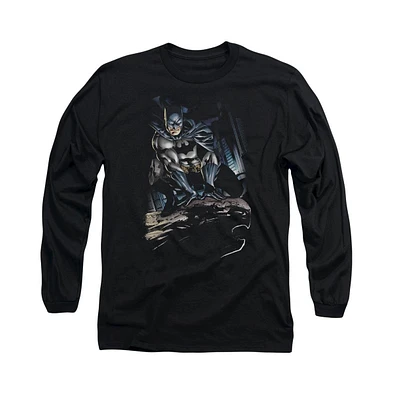 Batman Men's Perched Long Sleeve Adult Tee / T-Shirt