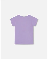 Deux par Big Girls Organic Cotton Tee Mauve And Yellow Lollipop