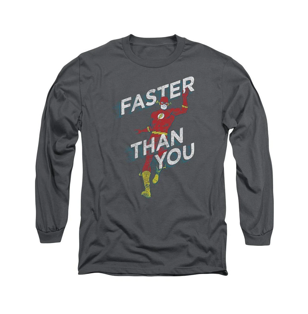 Flash Men's Dc Comics Faster Than You Long Sleeve Adult Tee / T-Shirt