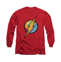 Flash Men's Dc Comics Tie Dye Logo Long Sleeve Adult Tee / T-Shirt