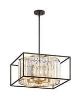 Possini Euro Design Milne 20" Modern Pendant Chandelier Ceiling Light Fixture Dining Room Over Table Kitchen Island Foyer Drum Hanging 5-Light Clear O