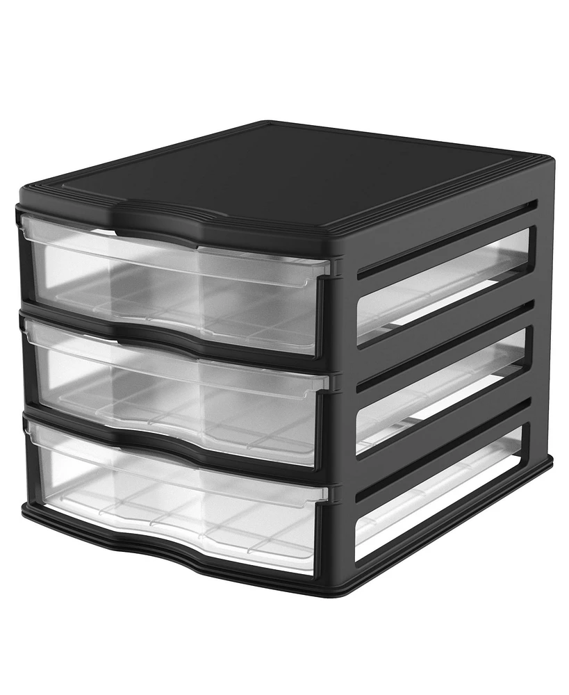 Life Story 3 Drawer Stackable Shelf Organizer Plastic Storage Drawers