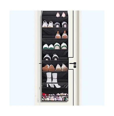 gaomon Over The Door Shoe Organizer, 8 Layers Shoe Holder For Closet Door Storage, 50 Lbs Weight Capacity Hanging Storage Organizer With 4 Metal Hook