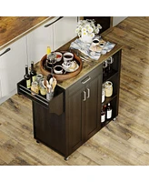 gaomon Rolling Island Cart for Kitchen,Kitchen Island on Wheels with Storage Cabinet,Portable Mobile Kitchen Island Carts Table, Island Table for Kitc