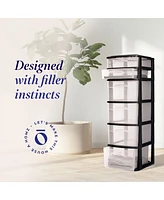 Homz Plastic 6 Clear Drawer Home Storage Container Tower, Black/Clear (2 Pack)