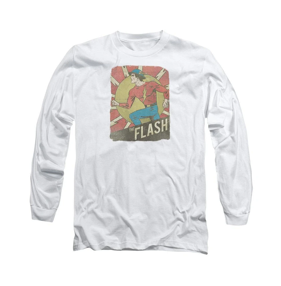 Flash Men's Dc Comics Tattered Poster Long Sleeve Adult Tee / T-Shirt