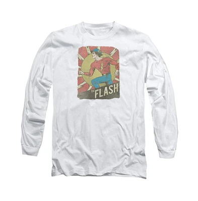 Flash Men's Dc Comics Tattered Poster Long Sleeve Adult Tee / T-Shirt