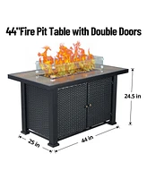 gaomon 44 inch Propane Fire Pit Table,50000 Btu Fire Table with Ignition System,Outdoor Fire Table with Glass Rocks for Patio Garden