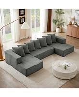 Boyel Living Chenille U-Shaped Sectional Sofa Set,Minimalist Style Modular Sofa, Luxury Fabric Cloud Couch for Room