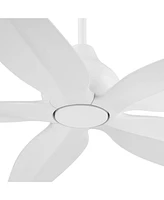 Casa Vieja 60" Lotus Bay Modern Indoor Outdoor Ceiling Fan 5 Blade Led Light Remote Control Matte White Finish Blades Bedroom Patio Living Room Kitche