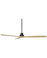 Casa Vieja 66" Delta Xl Modern Country Indoor Outdoor Ceiling Fan 3 Blade Remote Control Matte Black Finish Wood Blades Bedroom Patio Living Room Kitc