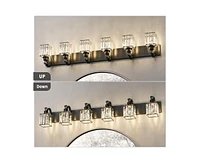 gaomon Modern Crystal Bathroom Vanity Lights Black Bathroom Light Fixtures Crystal Vanity Shower Lights Over Mirror