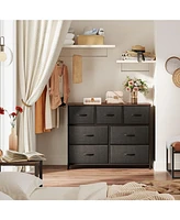 Wlive Dresser Tv Stand Entertainment Center with Fabric Drawers Media Console Table Metal Frame and Wood Top for up to 45 inch Chest of Drawer
