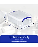 Really Useful Box 8.1L Plastic Storage Container w/Snap Lid & Clip Lock Handle