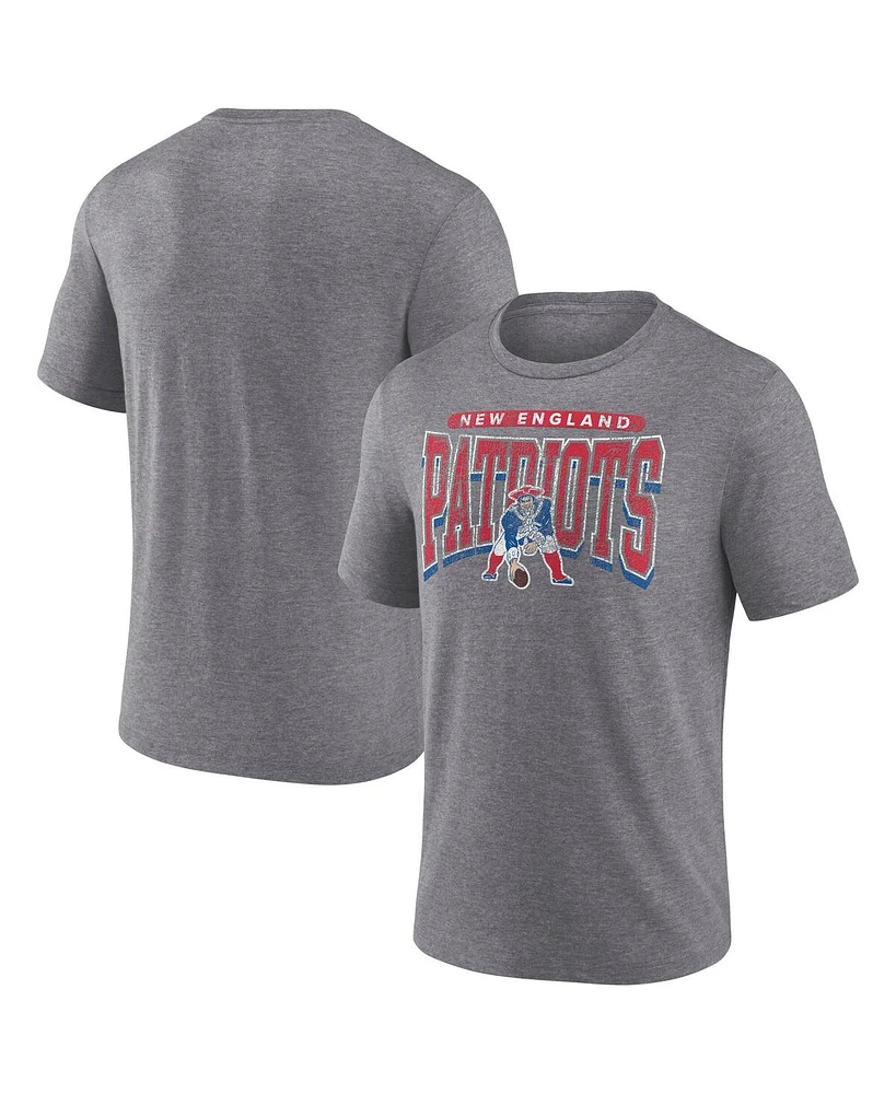 Fanatics Men's Heather Gray New England Patriots Warped Block Tri-Blend T-Shirt