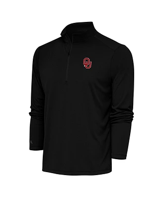 Antigua Men's Black Oklahoma Sooners Tribute Quarter-Zip Top