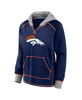 Logo Athletic Women's Navy Denver Broncos Boom Fleece Pullover V-Neck Hoodie