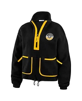 Wear by Erin Andrews Women's Black Pittsburgh Steelers Polar Fleece Half-Zip Jacket