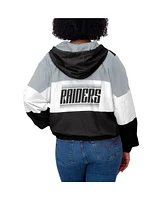 Wear by Erin Andrews Women's Black/Gray Las Vegas Raiders Color Block Full-Zip Windbreaker Jacket