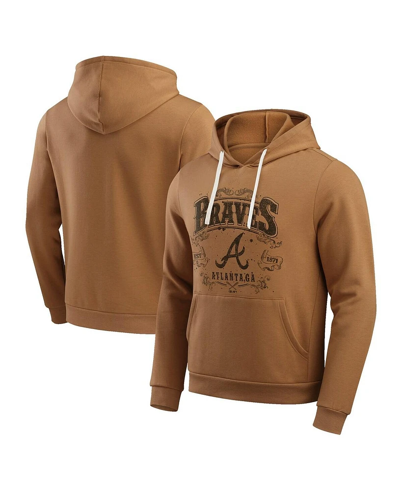 Darius Rucker Collection by Fanatics Men's Tan Atlanta Braves Camp Fleece Pullover Hoodie