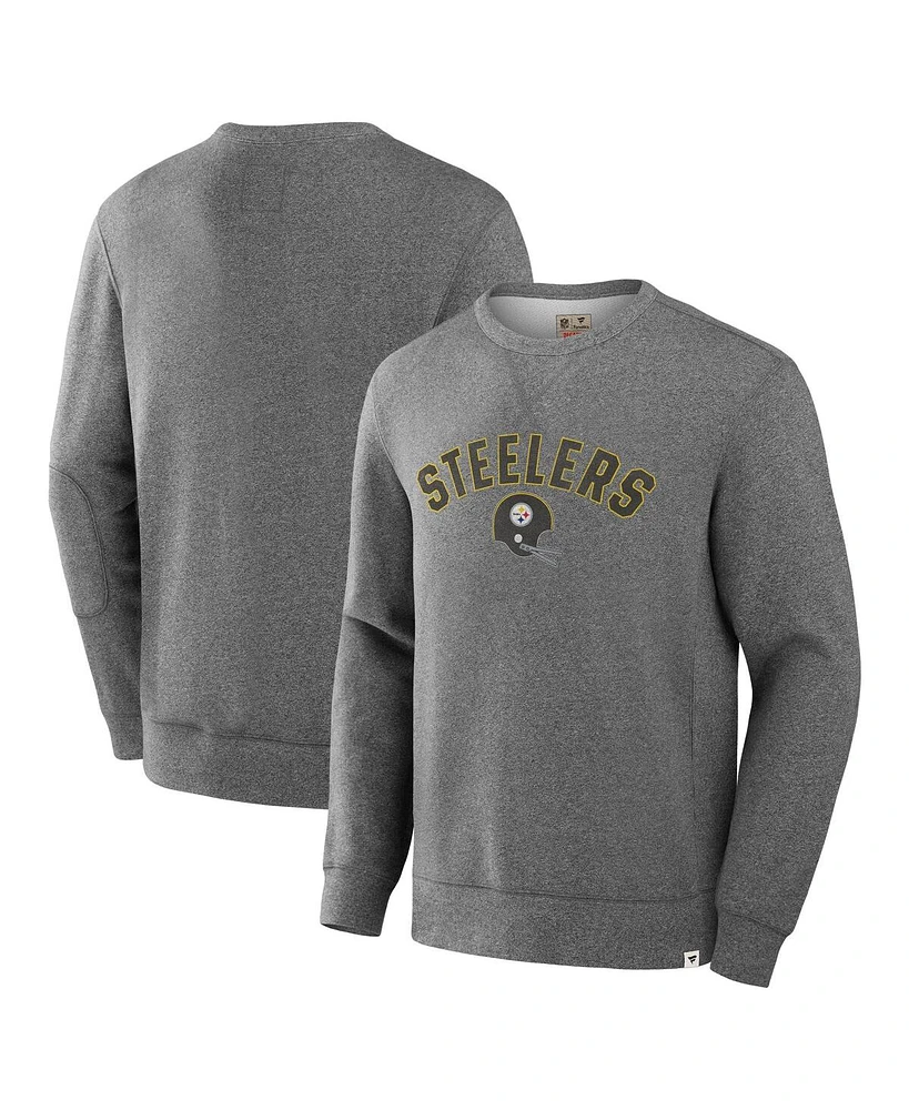 Fanatics Men's Heather Gray Pittsburgh Steelers Loop Terry Pullover Sweatshirt