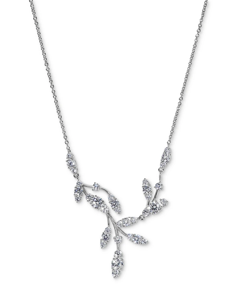 Eliot Danori Silver-Tone Cubic Zirconia Curved Vine Statement Necklace, 16" + 2" extender, Exclusively at Macy's