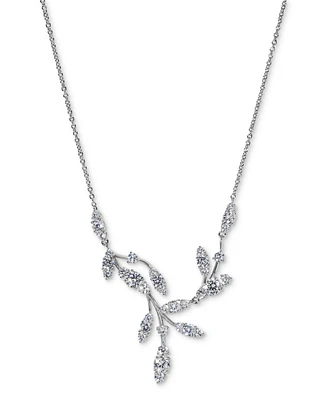 Eliot Danori Silver-Tone Cubic Zirconia Curved Vine Statement Necklace, 16" + 2" extender, Exclusively at Macy's