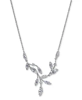 Eliot Danori Silver-Tone Cubic Zirconia Curved Vine Statement Necklace, 16" + 2" extender, Exclusively at Macy's