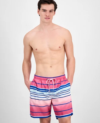 Club Room Men's Melee Stripe 7" Swim Trunks, Exclusively at Macy's