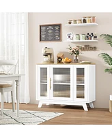 gaomon Buffet Storage Cabinet with Fluted Glass Door