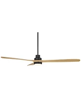 Casa Vieja 66" Delta Modern Country Indoor Outdoor Ceiling Fan 3 Blade Cct Led Light Remote Control Matte Black Finish Wood Blades Bedroom Patio Livin