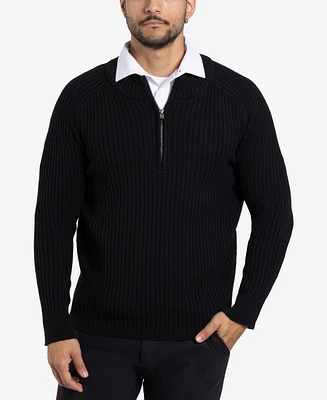 X-Ray Men's Ribbed Mock Neck Quarter-Zip Sweater