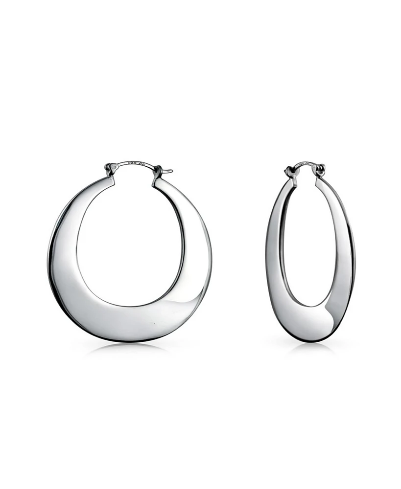 Bling Jewelry Simple Large Hoop Huggie Earrings Sterling Silver Hinged Notched Post 1.25 Inch