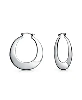 Bling Jewelry Simple Large Hoop Huggie Earrings Sterling Silver Hinged Notched Post 1.25 Inch