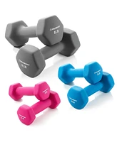 Philosophy Gym Neoprene Dumbbell Hand Weights with Stand, 32 lbs (3 lb, 5 lb, 8 lb Pairs)