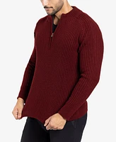 X-Ray Men's Ribbed Mock Neck Quarter-Zip Sweater