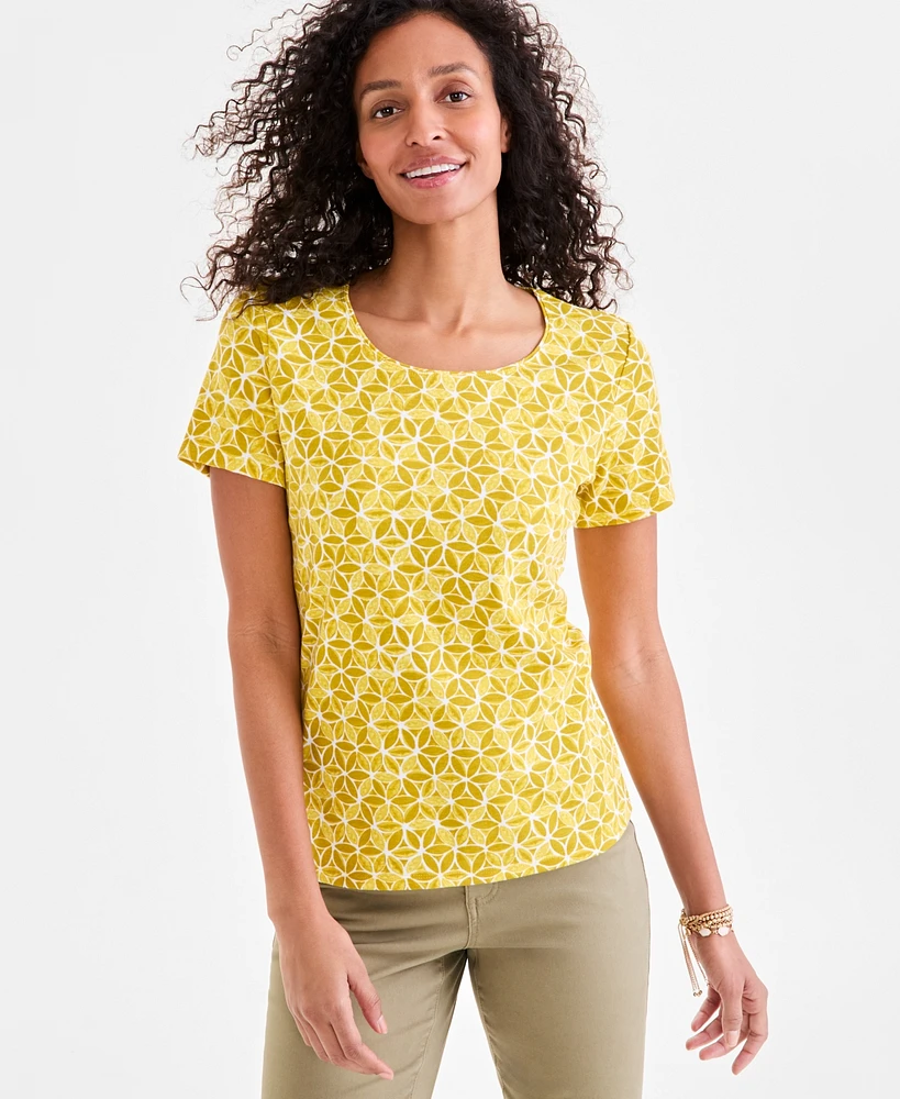 Style & Co Women's Printed Scoop-Neck Short-Sleeve T-Shirt, Exclusively at Macy's